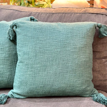 Load image into Gallery viewer, Teal Pom Pillow
