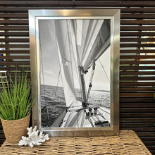 Load image into Gallery viewer, Silver Framed B&amp;W Sailboat
