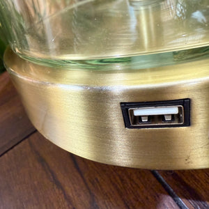 Gold/Glass W/USB Lamp