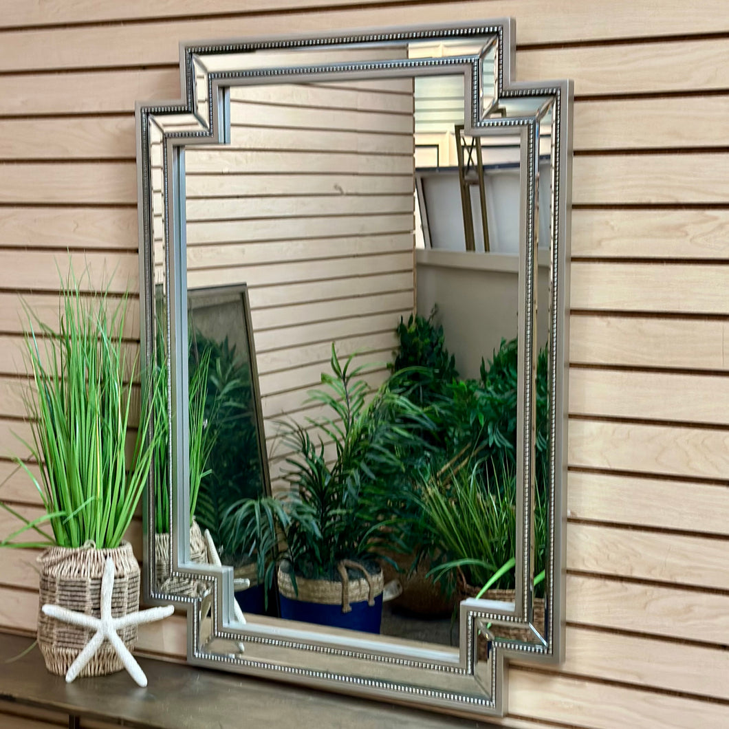 Lg Silver Beaded Mirror