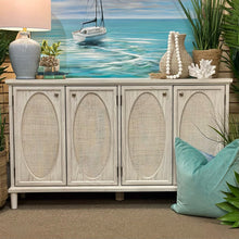 Load image into Gallery viewer, 4DR White/Cane Cabinet
