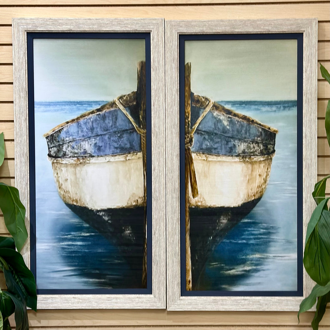 'Blue Striped Boat' Diptych