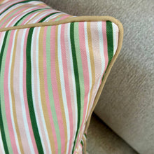 Load image into Gallery viewer, Pink/Green Striped Down Pillow
