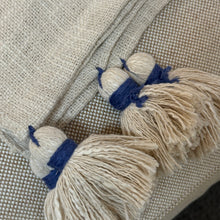 Load image into Gallery viewer, White/Blue Striped Throw
