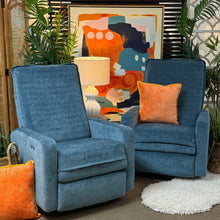 Load image into Gallery viewer, Blue Power Swivel Gliding Recliner
