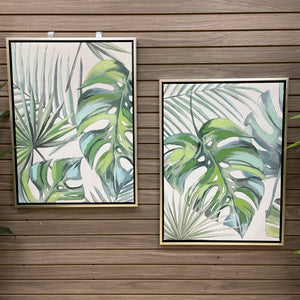 Tropical Palms Framed in Silver I