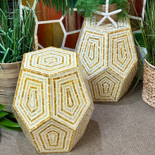 Load image into Gallery viewer, Gold/Ivory Geometric Stool

