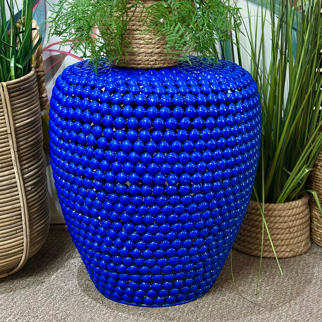 Blue Bead Metal Stool