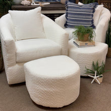 Load image into Gallery viewer, Plush Ivory Swivel Chair W/Otto
