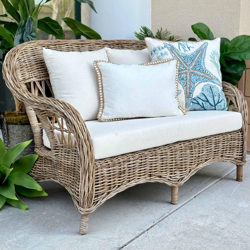 Natural Wicker Loveseat