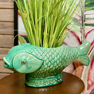 Teal Fish Planter/Vase