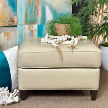 Load image into Gallery viewer, Ivory Leather Ottoman

