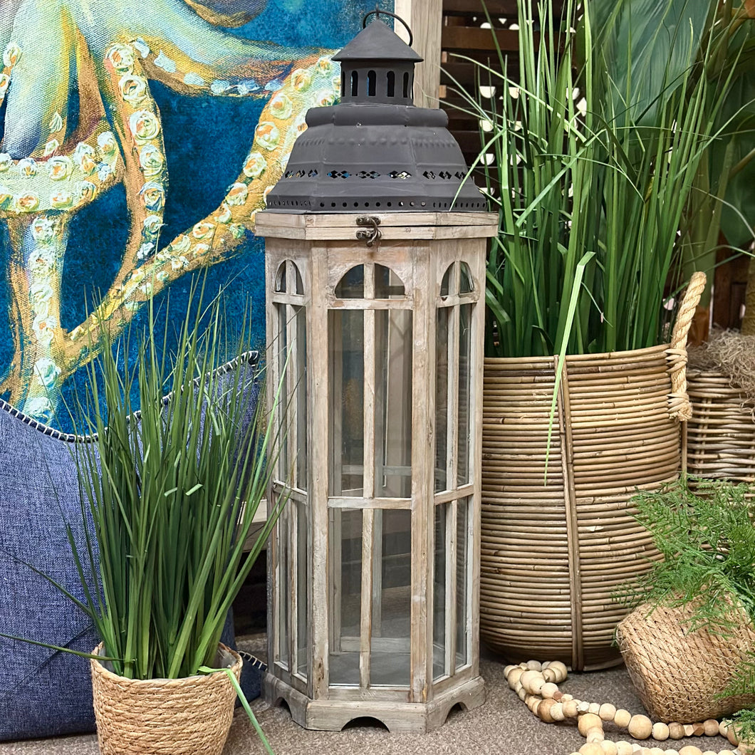 Sm Metal/Wood Lantern