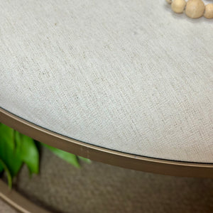 Arhaus Round Ivory Ottoman