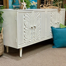 Load image into Gallery viewer, 4DR White Carved Wood Credenza
