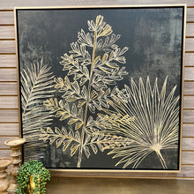 Load image into Gallery viewer, Black &amp; Gold Tropical Leaf Art II
