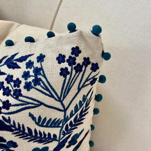 Blue Floral Down Pillow