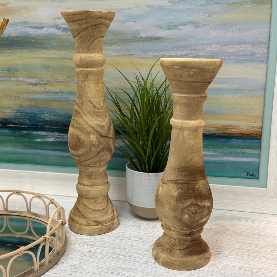 Set/2 Wooden Candlesticks