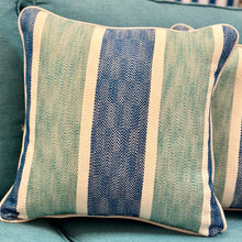 Load image into Gallery viewer, Blue/Aqua Striped Pillow
