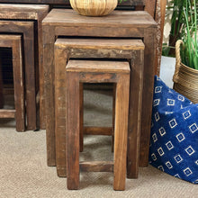 Load image into Gallery viewer, Set/3 Reclaimed Wood Nesting Tables
