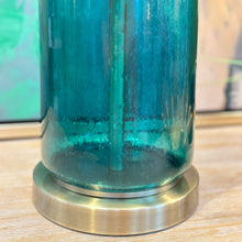 Load image into Gallery viewer, Emerald Glass and Steel Lamp
