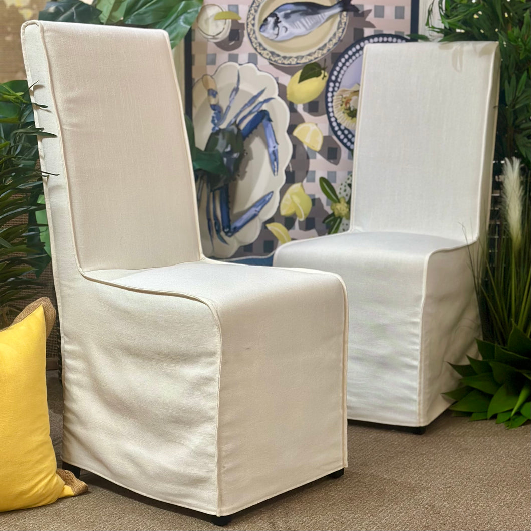 White Slipcovered Dining Chair