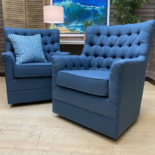 Load image into Gallery viewer, Blue Tufted  Swivel Glider
