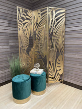 Load image into Gallery viewer, Gold 3-Panel Tropical Leaf Screen
