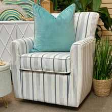 Load image into Gallery viewer, Pale Blue Striped Swivel Chair
