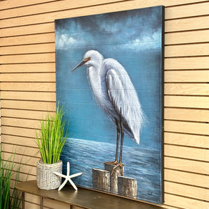 Moody Heron On Wood