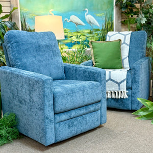 Blue Swivel Recliner