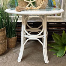 Load image into Gallery viewer, White Wicker Side Table
