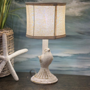 Distressed White Petite Bird Lamp