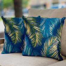 Load image into Gallery viewer, Navy Palms Outdoor Pillow
