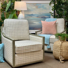 Load image into Gallery viewer, Plaid Swivel Chair w/ Wood Trim
