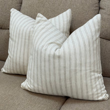 Load image into Gallery viewer, White/Taupe Striped Down Pillow
