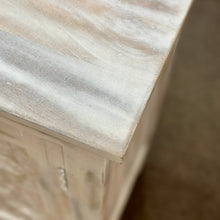 Load image into Gallery viewer, Distressed Ivory Carved Cabinet
