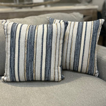 Load image into Gallery viewer, SM Blue/Ivory Striped Pillow
