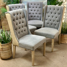 Load image into Gallery viewer, Grey/Tan Tufted Dining Chair
