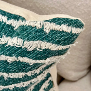 Teal Shag Stripe Pillow