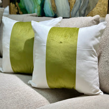 Load image into Gallery viewer, White &amp; Chartreuse Striped Pillow
