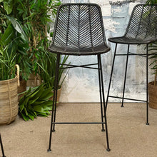 Load image into Gallery viewer, Black Rattan Barstool
