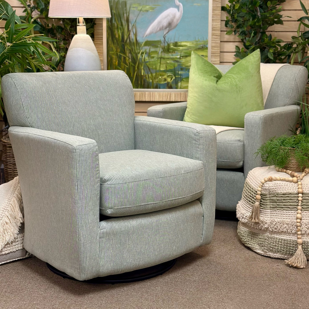 Sage Pinstripe Swivel Glider