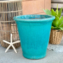 Load image into Gallery viewer, Glazed Aqua Terracotta Planter
