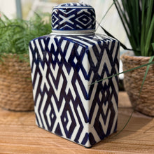 Load image into Gallery viewer, Blue/White Lidded Jar
