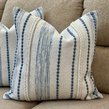 Load image into Gallery viewer, Blue/White Stitched Down Pillow
