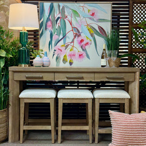Ash Console W/Stools