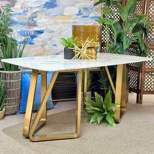 Faux Marble Top Dining Table