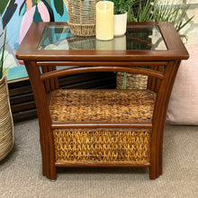 Load image into Gallery viewer, Wood &amp; Rattan Chairside Table
