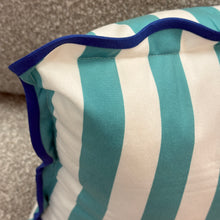 Load image into Gallery viewer, Blue Striped Ruffle Pillow
